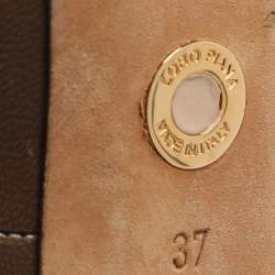 مملوكة مسبقًا Loro Piana Size 37 Brown Leather Peep Toe Pumps