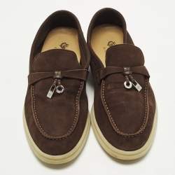 مملوكة مسبقًا حذاء لوفرز لورو بيانا سامر تشارمز ووك سويدي بني داكن مقاس 37.5