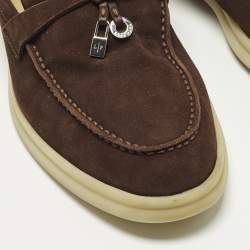 مملوكة مسبقًا حذاء لوفرز لورو بيانا سامر تشارمز ووك سويدي بني داكن مقاس 37.5