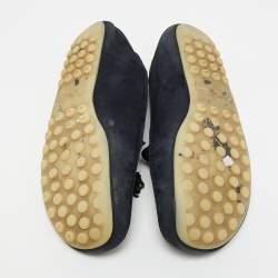 مملوكة مسبقًا Loro Piana Size 38 Navy Blue Suede Tassel Dot Sole Walk Slip On Loafers