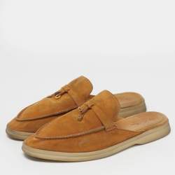 مملوكة مسبقًا Loro Piana Babouche Charms Walk Size 40 Yellow Suede Mules