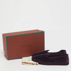 Pre Owned Loro Piana Venice Walk Size 39 Purple Velvet Smoking Slippers