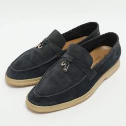 Pre Owned Loro Piana Summer Charms Walk Size 38 Blue Suede Loafers