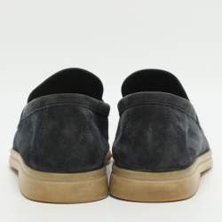 Pre Owned Loro Piana Summer Charms Walk Size 38 Blue Suede Loafers