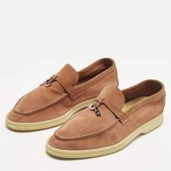 مملوكة مسبقًا حذاء لوفرز لورو بيانا سامر والك سويدي وردي بدلايات سليب أون مقاس 38