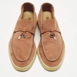 مملوكة مسبقًا حذاء لوفرز لورو بيانا سامر والك سويدي وردي بدلايات سليب أون مقاس 38