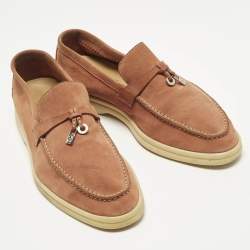 مملوكة مسبقًا حذاء لوفرز لورو بيانا سامر والك سويدي وردي بدلايات سليب أون مقاس 38