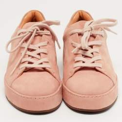 Pre Owned Loro Piana Salmon Nuages Size 37.5 Pink Suede Low Top Sneakers