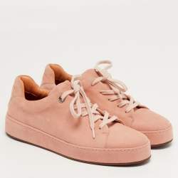 Pre Owned Loro Piana Salmon Nuages Size 37.5 Pink Suede Low Top Sneakers