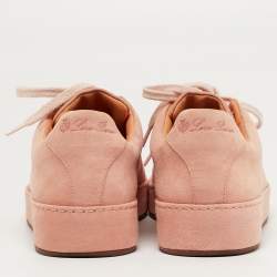 Pre Owned Loro Piana Salmon Nuages Size 37.5 Pink Suede Low Top Sneakers
