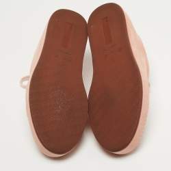 Pre Owned Loro Piana Salmon Nuages Size 37.5 Pink Suede Low Top Sneakers