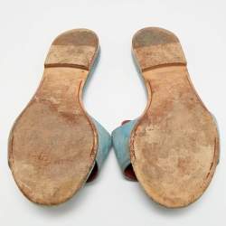 Pre Owned حذاء فلات سلايد لورو بيانا صيف دلايات سويدي أزرق مقاس 38