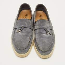 Pre Owned حذاء لوفرز لورو بيانا سامر تشارمز سويدي أزرق مقاس 38