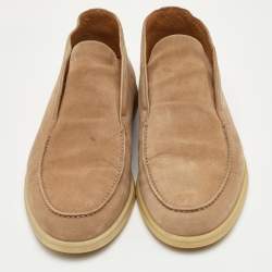 Pre Owned حذاء بوت كاحل لورو بيانا مفتوح وووك سويدي بيج رملي مقاس 43