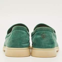 Pre Owned Loro Piana Summer Charms Walk Size 34 Green Suede Loafers