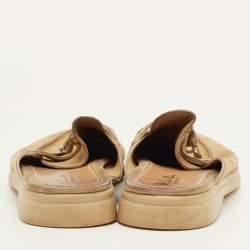 Pre Owned Loro Piana Babouche Charms Walk Size 40 Light Yellow Nubuck Leather Flat Mules