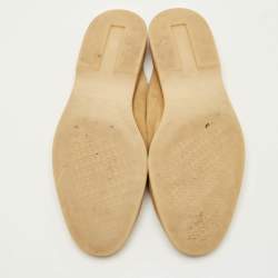 Pre Owned Loro Piana Babouche Charms Walk Size 40 Light Yellow Nubuck Leather Flat Mules