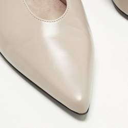 Pre Owned Loro Piana Size 38.5 Cream Leather Wedge Pumps