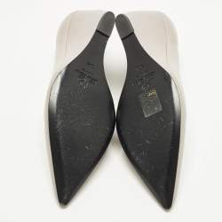 Pre Owned Loro Piana Size 38.5 Cream Leather Wedge Pumps