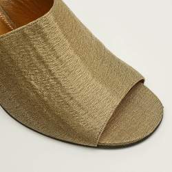 Pre Owned Loro Piana Size 39 Gold Lurex Fabric Block Heel  Mules