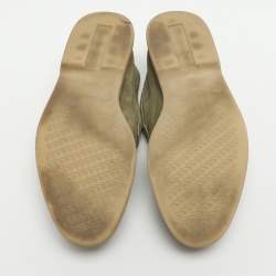 Pre Owned Loro Piana Summer Charms Walk Size 37 Green Suede Loafers