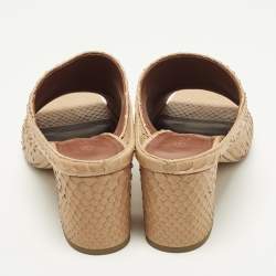 Pre Owned Loro Piana Maxi Charms Size 40 Beige Python Mules