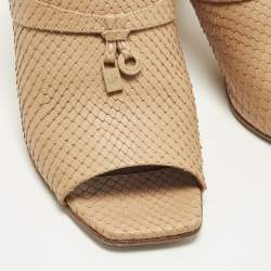 Pre Owned Loro Piana Maxi Charms Size 40 Beige Python Mules