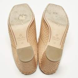 Pre Owned Loro Piana Maxi Charms Size 40 Beige Python Mules