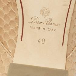 Pre Owned Loro Piana Maxi Charms Size 40 Beige Python Mules
