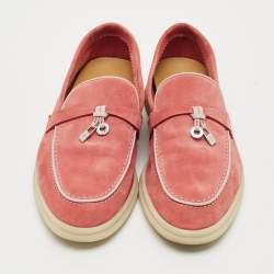 Pre Owned Loro Piana Summer Walk Size 36.5 Pink Suede Loafers