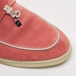 Pre Owned Loro Piana Summer Walk Size 36.5 Pink Suede Loafers
