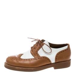 Loro Piana Two Tone Leather Round Toe Wingtip Brogue Oxfords Size 37.5