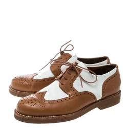 Loro Piana Two Tone Leather Round Toe Wingtip Brogue Oxfords Size 37.5