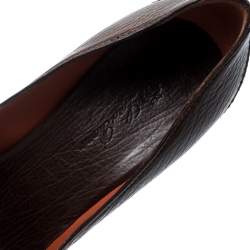 Pre Owned Loro Piana Brown Brogue Leather Platform Pumps Size 38.5
