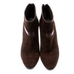 Loro Piana Brown Suede And Leather Ankle Boots Size 40