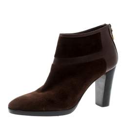 Loro Piana Brown Suede And Leather Ankle Boots Size 40