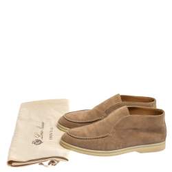 Pre Owned  Loro Piana Beige Suede Open Walk Ankle Boots Size 35.5
