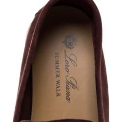 Pre Owned Loro Piana Maroon Suede Summer Charms Walk Moccasins Size 39.5