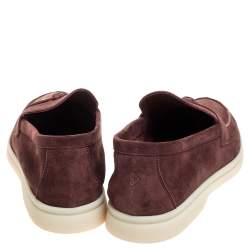 Pre Owned Loro Piana Maroon Suede Summer Charms Walk Moccasins Size 39.5