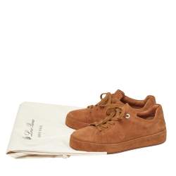 Pre Owned Loro Piana  Light Brown Suede Low Top Nuages Sneakers Size 37