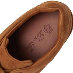 Pre Owned Loro Piana  Light Brown Suede Low Top Nuages Sneakers Size 37