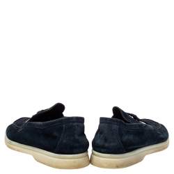 Pre Owned Loro Piana Blue Suede Summer Charms Walk Slip On Loafers Size 37.5