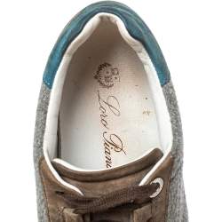 Pre Owned Loro Piana Grey/Blue Suede And Fabric Low Top Sneaker Size 36