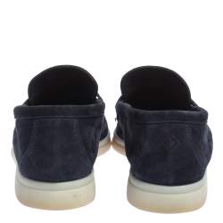 Pre Owned Loro Piana Dark Blue Summer Charms Walk Loafers Size 37