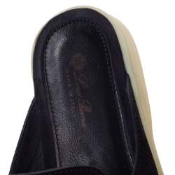 Pre Owned Loro Piana Navy Blue Suede Babouche Charms Walk Mules Size 40