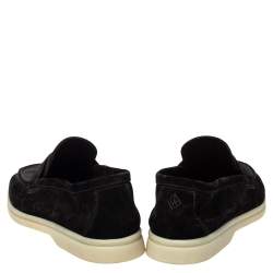 Pre Owned Loro Piana Black Suede Summer Charms Walk Slip On Loafers Size 39