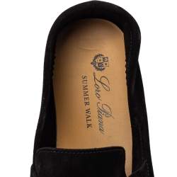 Pre Owned Loro Piana Black Suede Summer Charms Walk Slip On Loafers Size 39