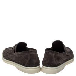 Pre Owned Loro Piana Brown Suede Summer Charms Walk Slip on Loafers Size 39