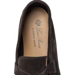 Pre Owned Loro Piana Brown Suede Summer Charms Walk Slip on Loafers Size 39