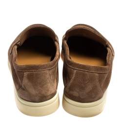 Pre Owned Loro Piana Brown Suede Summer Charms Walk Slip On Loafers Size 39